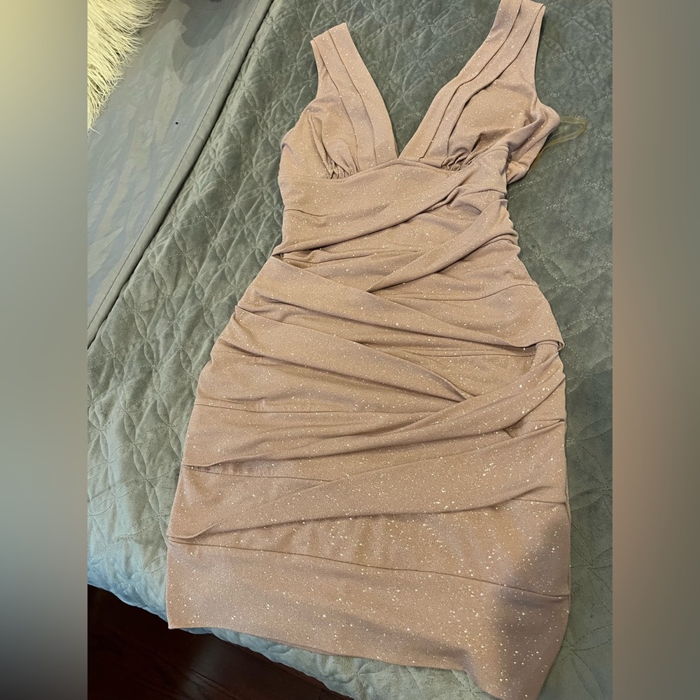 PROM DRESS Windsor dress nude shiny